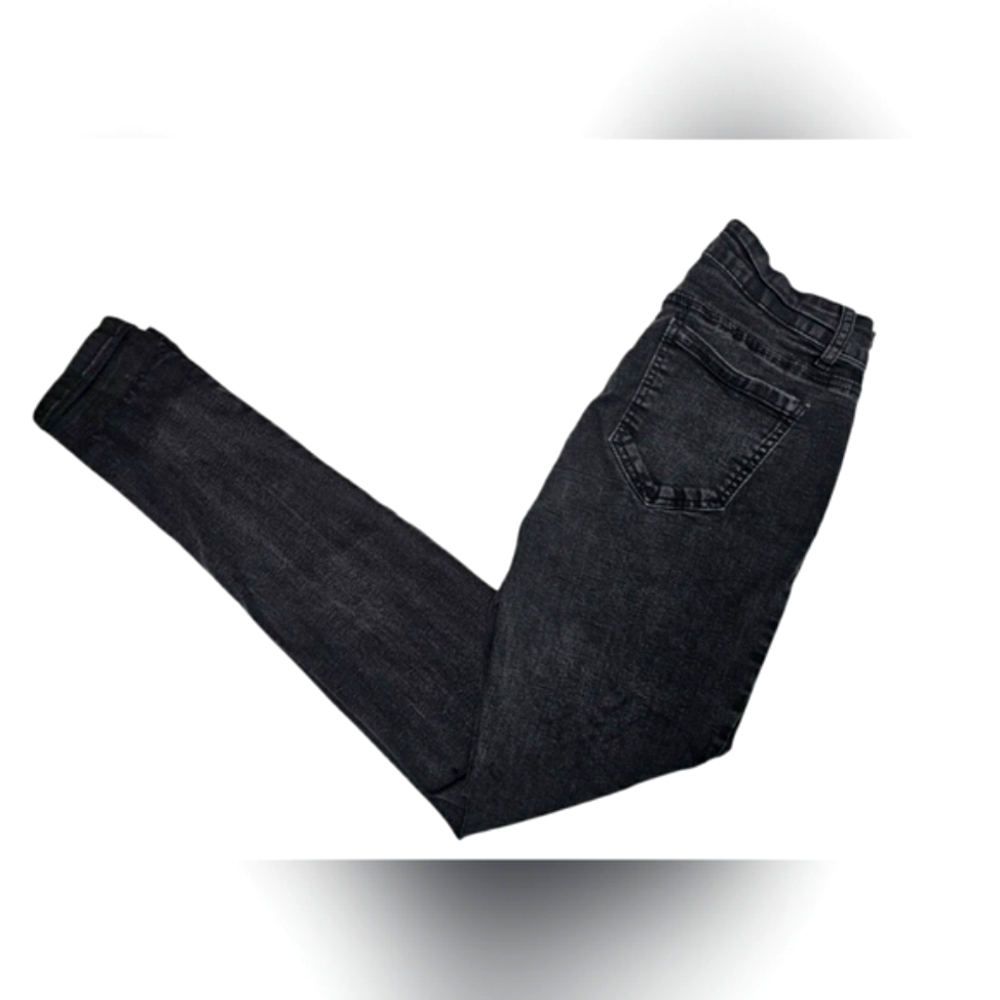Wax Denim Black Gray Western Grunge Distressed Skinny Jeans Size 11 - Picture 5 of 10